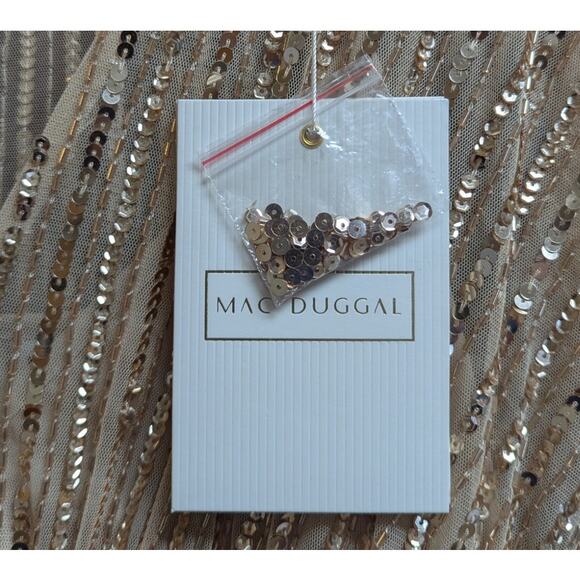 Mac Duggal Sequined Short Flutter Sleeve Midi Dress Taupe 8 - Picture 4 of 5